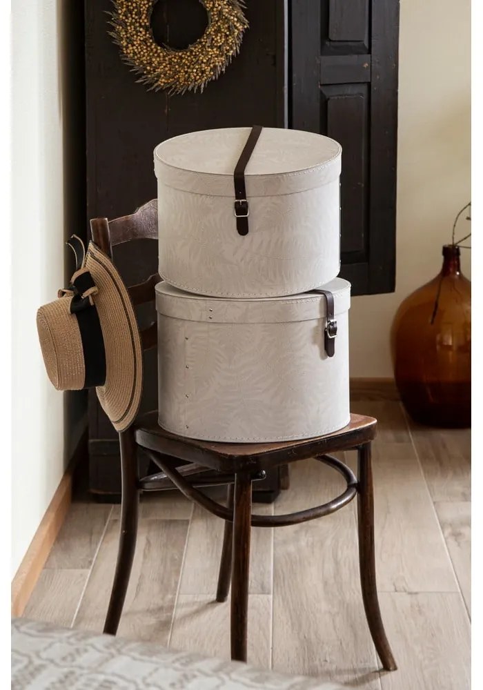 Kremowe kartonowe pojemniki zestaw 2 szt. z pokrywką ø 37,5x25,5 cm Rut Paper Laminate – Bigso