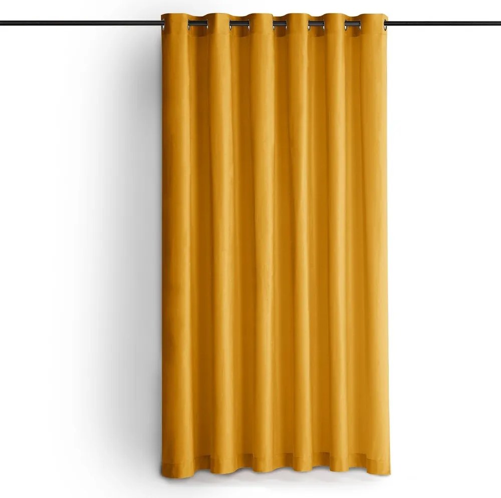 Musztardowa aksamitna zasłona częściowo zaciemniająca (dimout) 530x270 cm Velto – Filumi