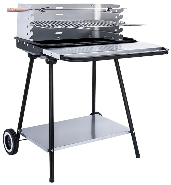 GRILL POSTOKĄTNY WĘGLOWY Z ROŻNEM o779