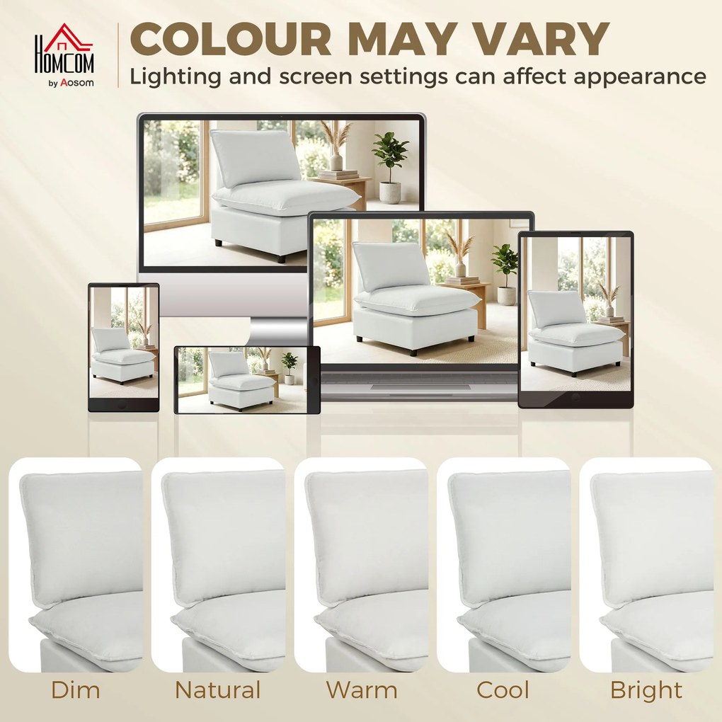 HOMCOM Fotel akcentowy, nowoczesny fotel Leathaire z szerokim i głębokim siedziskiem, grube poduszki, łatwy montaż, szary | Aosom PL