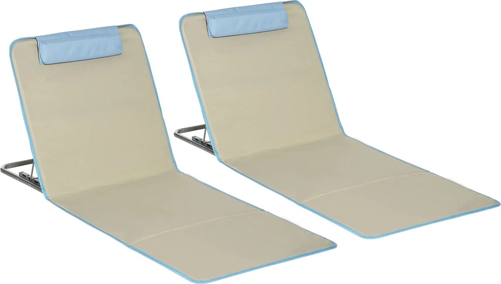 Outsunny Zestaw 2 Mat Plażowych, Regulowane, Składane, 124Dł x 53Szer x 37-50Wys cm, Beżowy