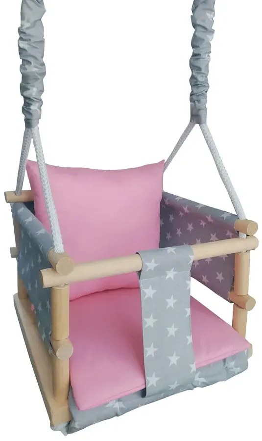 Różowo-szara huśtawka dla dziewczynki 3w1 D6-W66