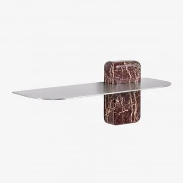 Półka Ścienna Ze Stali Nierdzewnej I Naturalnego Kamienia Serbian Czerwony Marmur Cherry Gold & ↔︎ 45 Cm - Sklum