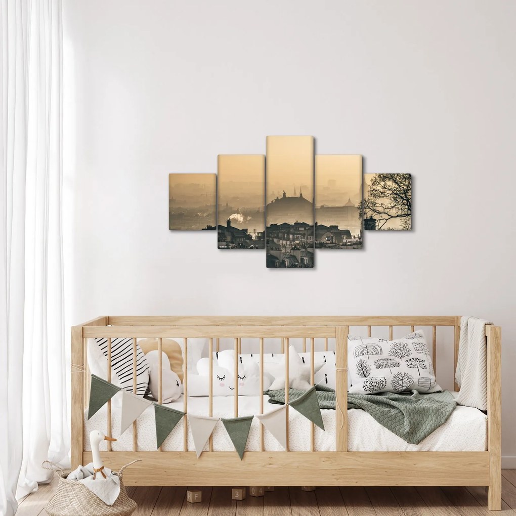 Obraz - Miasto pod mgłą (125x70 cm)