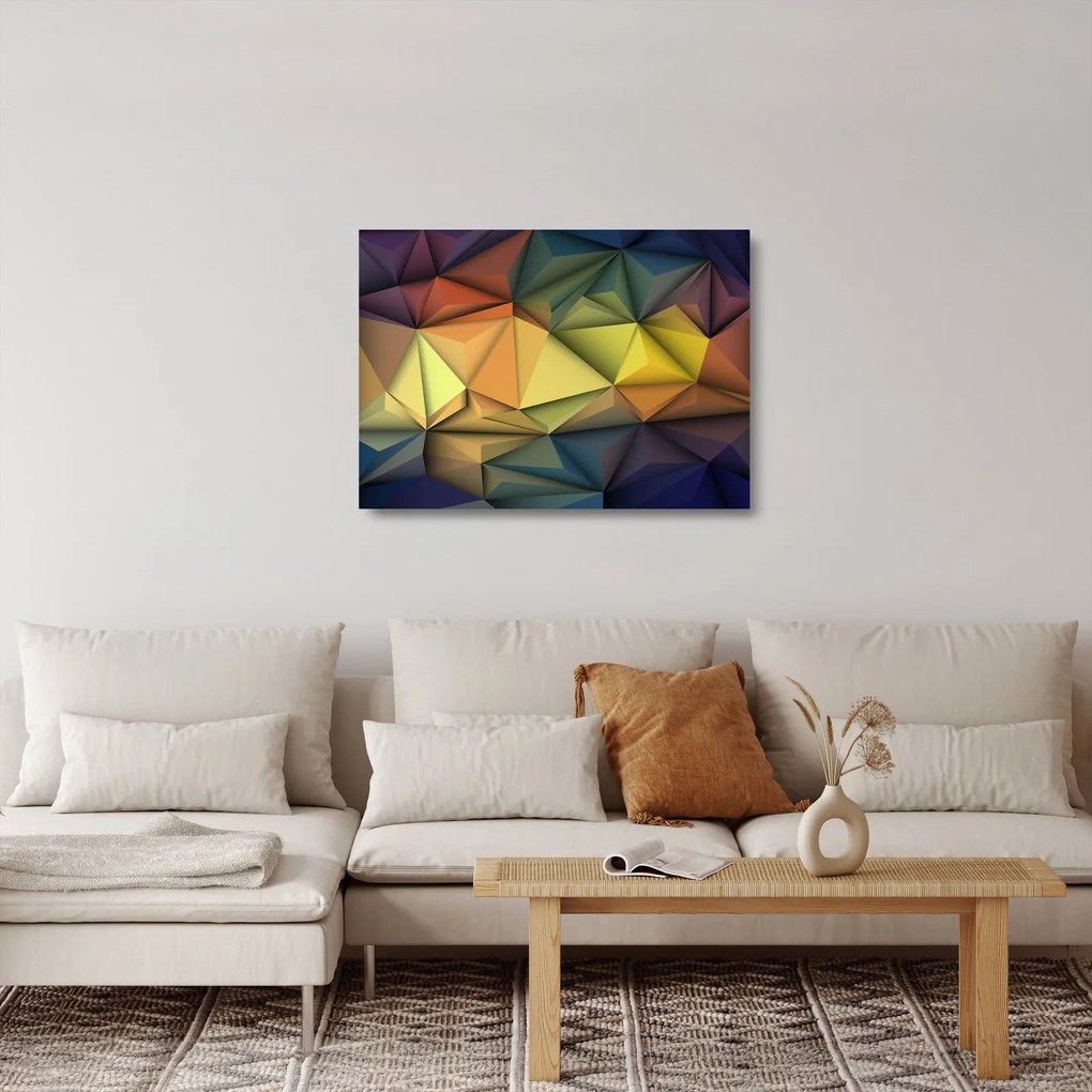 Obraz na szkle - Wielokątna abstrakcja 3D (70x50 cm)