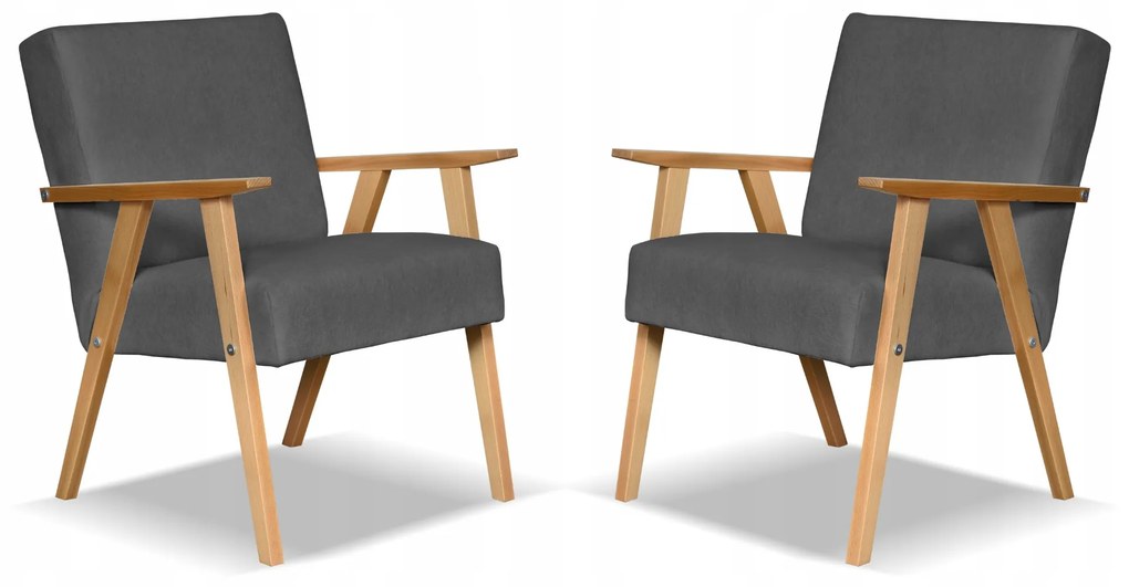 Fotel PRL zestaw retro vintage SOLER Family Meble szary welur Hunter