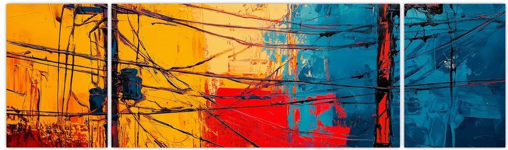 Obraz - Abstrakcyjne linie elektryczne (170x50 cm)