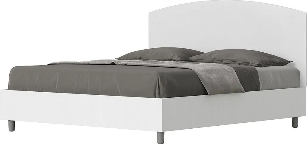 Łóżko wyposażone w stelaż z listwami 160x200 konstrukcja Frassino biała zagłówek sztucznej skóry Biały Antilia