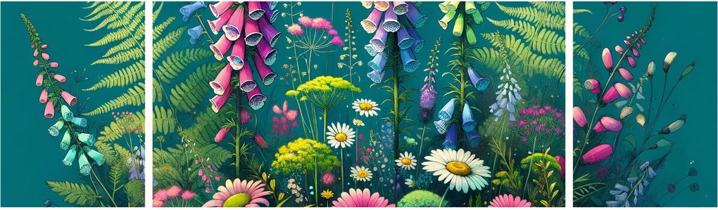 Obraz - Kwiaty łąkowe (170x50 cm)