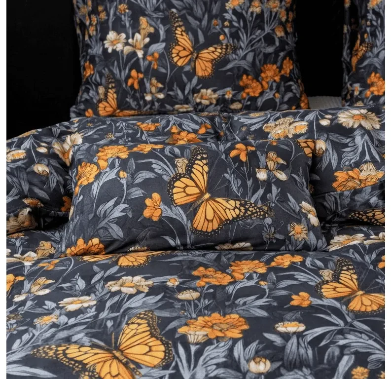 PrzytulneMieszkanie.pl PrzytulneMieszkanie.pl Pościel z mikrofibry BUTTERFLY GARDEN niebieskoszary Rozmiar pościeli: 70 x 90 cm | 140 x 200 cm