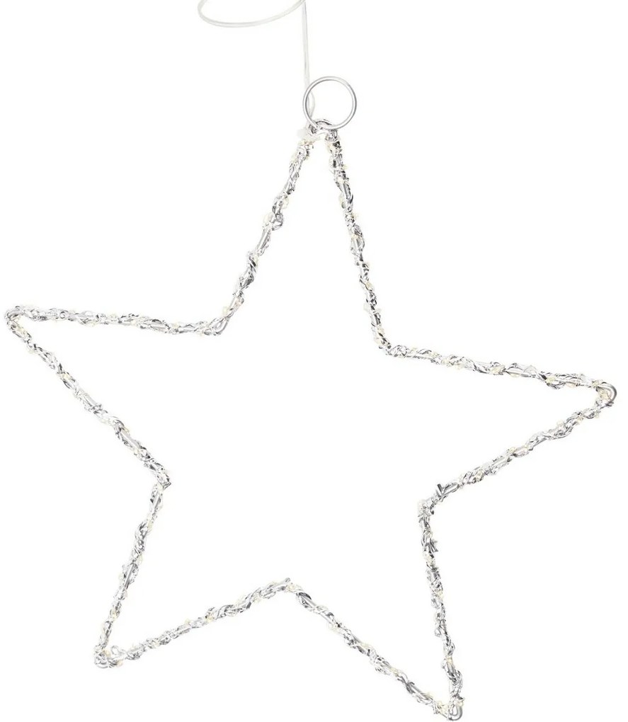 Świąteczna dekoracja świetlna Gwiazda, 30 cm, srebrny, LED ciepła biała, na baterie