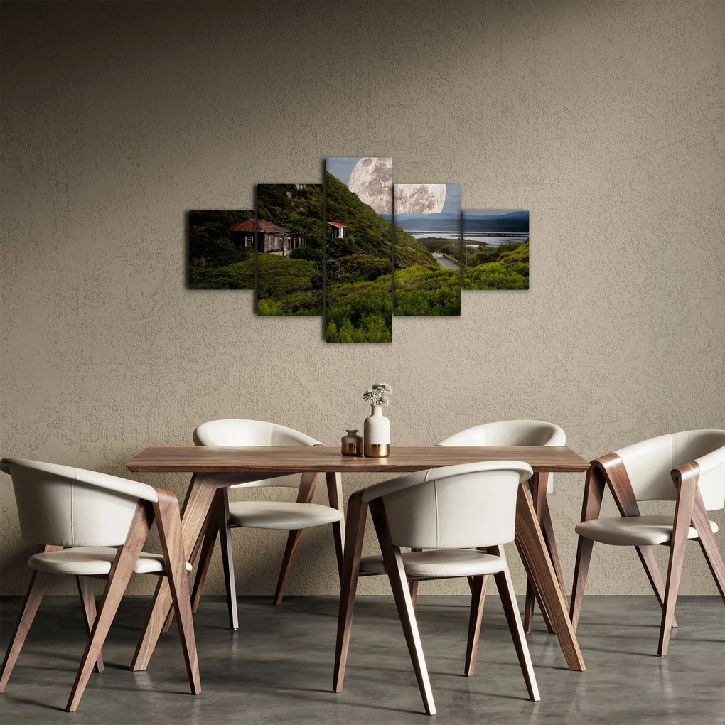 Obraz krajobrazu z księżycem (125x70 cm)