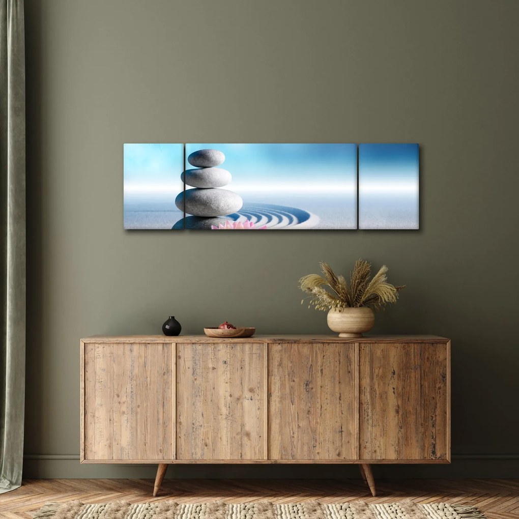 Obraz piasku, lilii i kamieni spa (170x50 cm)
