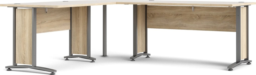 Biurko narożne Prima dąb sonoma 200x200 szare nogi