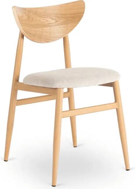 Zestaw Stół Rozkładany Ceramiczny LIZBONA 160-200 cm Dąb i 4 Krzesła BRAGA Kremowe/Dąb