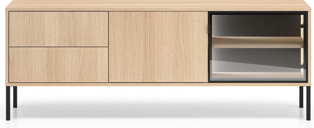 Szafka RTV Harmona 160 cm z szufladami i oświetleniem - dąb lindberg