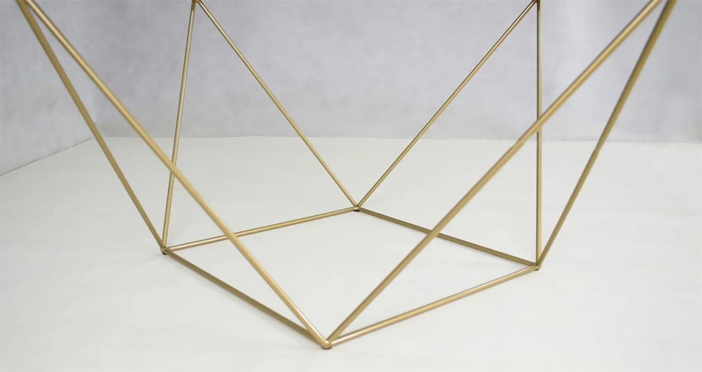 Minimalistyczny stolik kawowy dąb artisan + złoty P8-D52