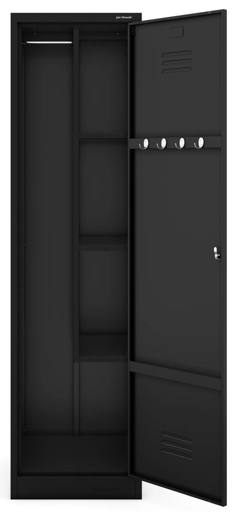 Szafa gospodarcza metalowa wąska czarna, 500x1850x500 mm: AGNES