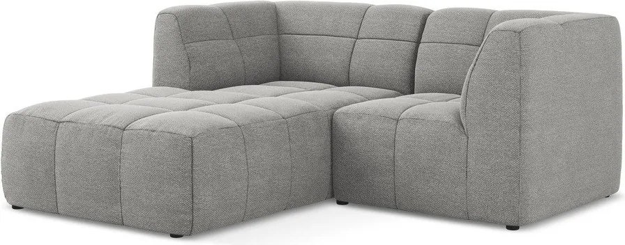 Szary narożnik z materiału bouclé (lewostronny/z szezlongiem) Aloha – Makamii