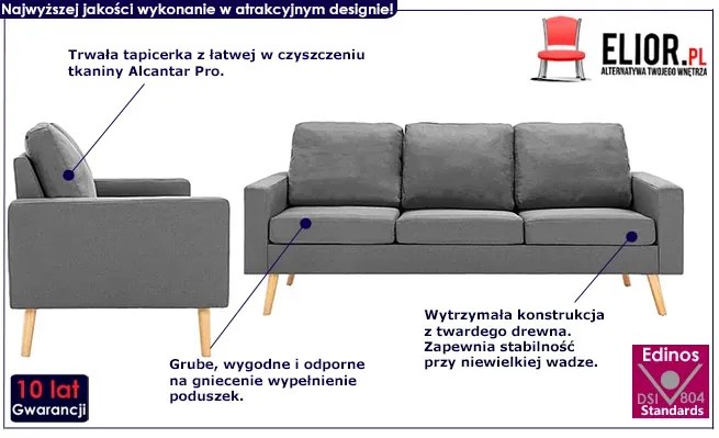 2-częsciowy jasnoszary zestaw wypoczynkowy - Imex 2S