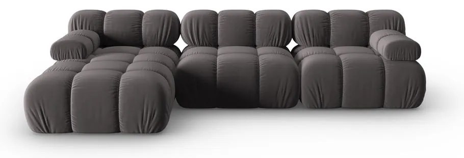 Ciemnoszara aksamitna sofa 285 cm Bellis – Micadoni Home