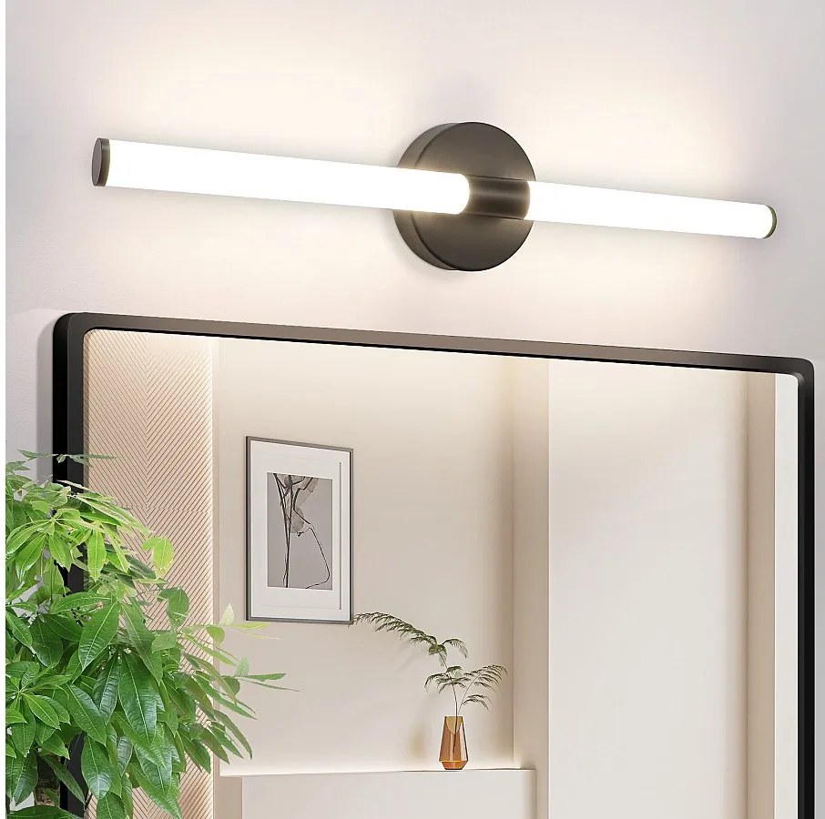 NETTLIFE Lampa ścienna LED do łazienki 60 cm, 8 W, czarna, 4000 K, IP44