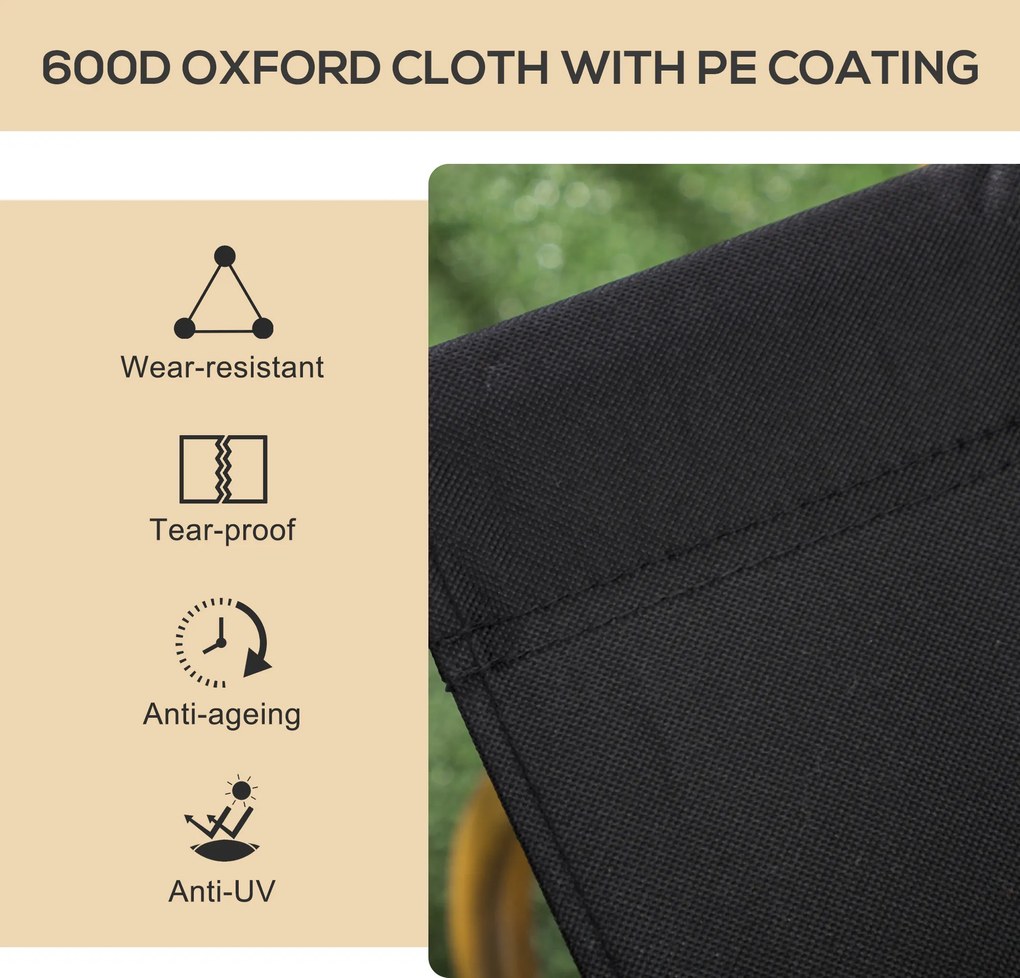 Outsunny Krzesła kempingowe, 2 szt., Składane, ze Stalą, Czarne