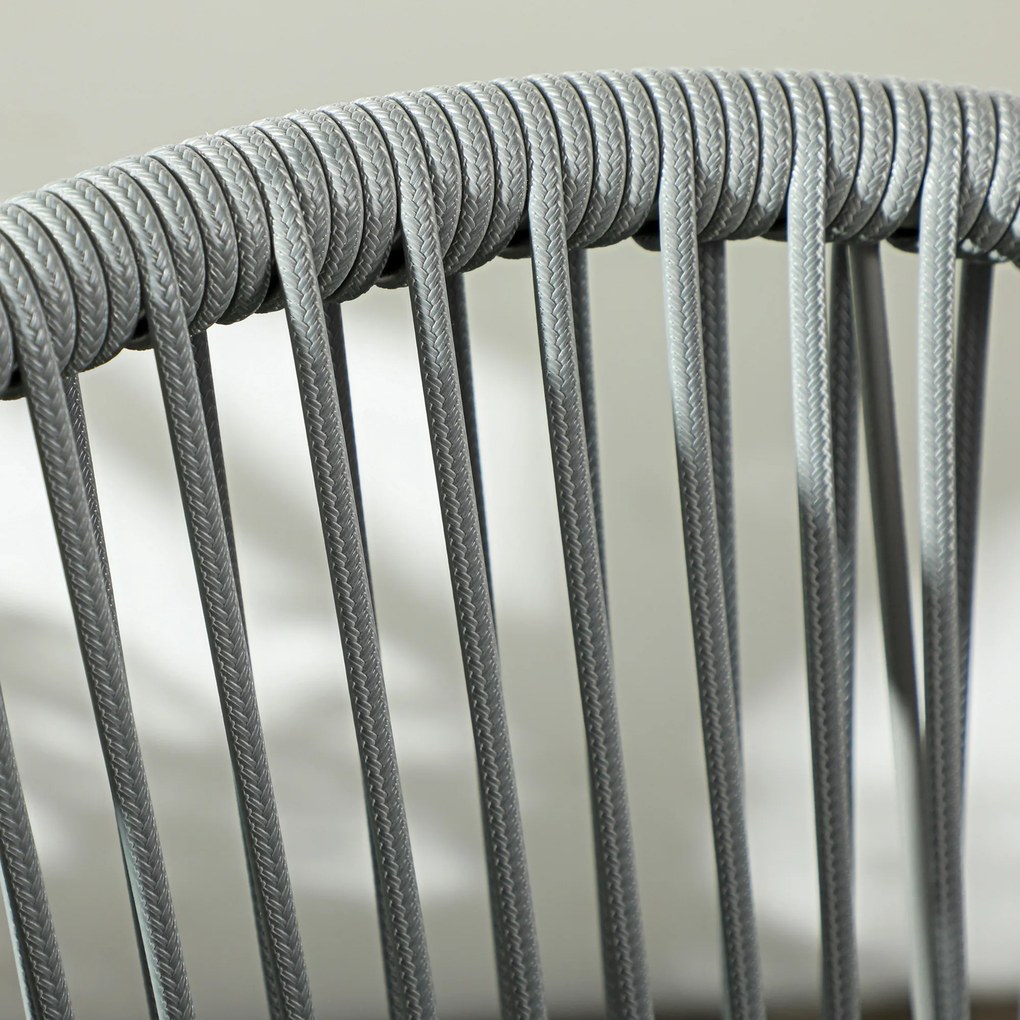 Outsunny Zestaw mebli ogrodowych, 2 krzesła & 1 stolik z blatem szklanym, imitacja rattanu, odporny na warunki atmosferyczne, stalowy stelaż, szary