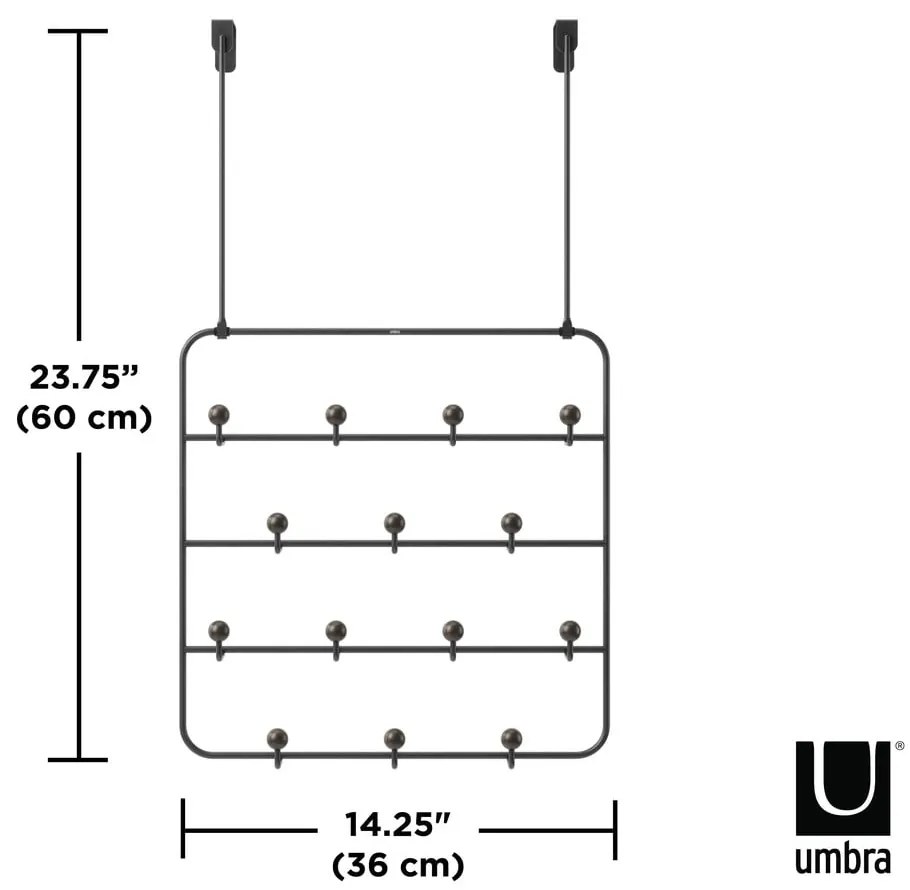 Czarny metalowy wieszak na drzwi 36 cm Estique – Umbra