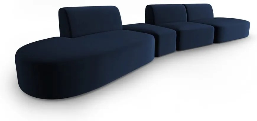 Niebieska aksamitna sofa lewostronna 428 cm Paolo – Milo Casa