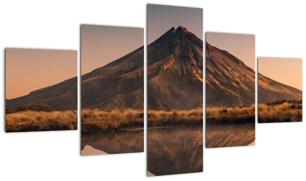 Obraz odbicia góry Taranaki, Nowa Zelandia (125x70 cm)