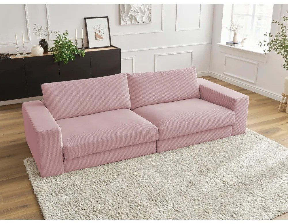 Różowa sztruksowa sofa 274 cm Leonard – Bobochic Paris