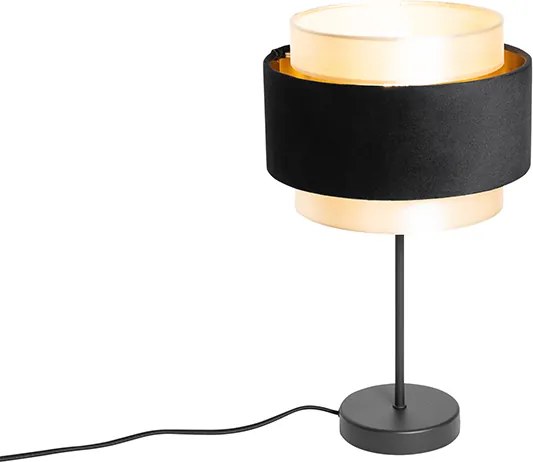 Nowoczesna lampa stołowa czarna ze złotem - Elif