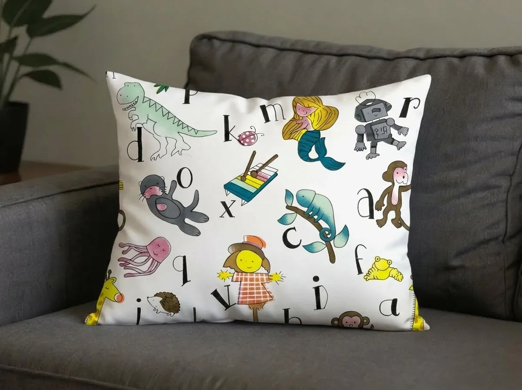 Zestaw 2 szt. dekoracyjnych poszewek na poduszkę KIDS ALPHABET 40x60 cm, biała