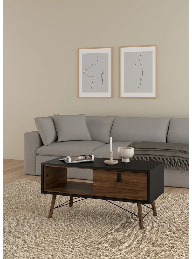 Ciemnobrązowy stolik 48x102 cm Ry – Tvilum