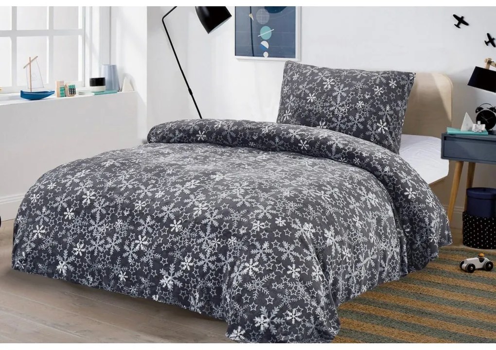 PrzytulneMieszkanie.pl PrzytulneMieszkanie.pl Pościel z mikropluszu SNOWFLAKE szara Rozmiar pościeli: 70 x 90 cm | 140 x 200 cm