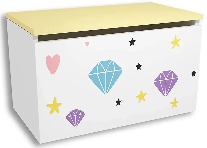 Biało-żółta skrzynia na zabawki S2-L70