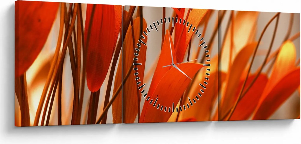 Obraz płatków kwiatów (z zegarem) (90x30 cm)