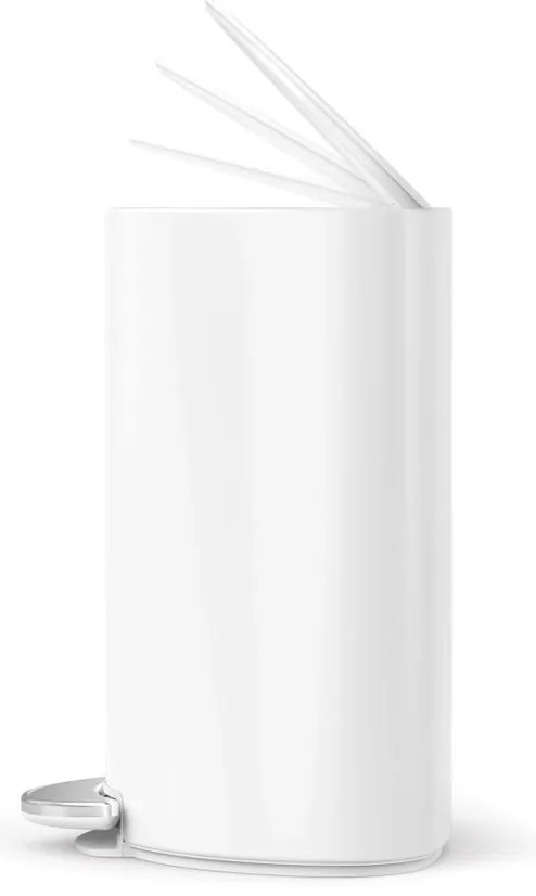 Simplehuman Pojemnik na śmieci  z pedałem 6 l, półokrągły, stal biały, plastik