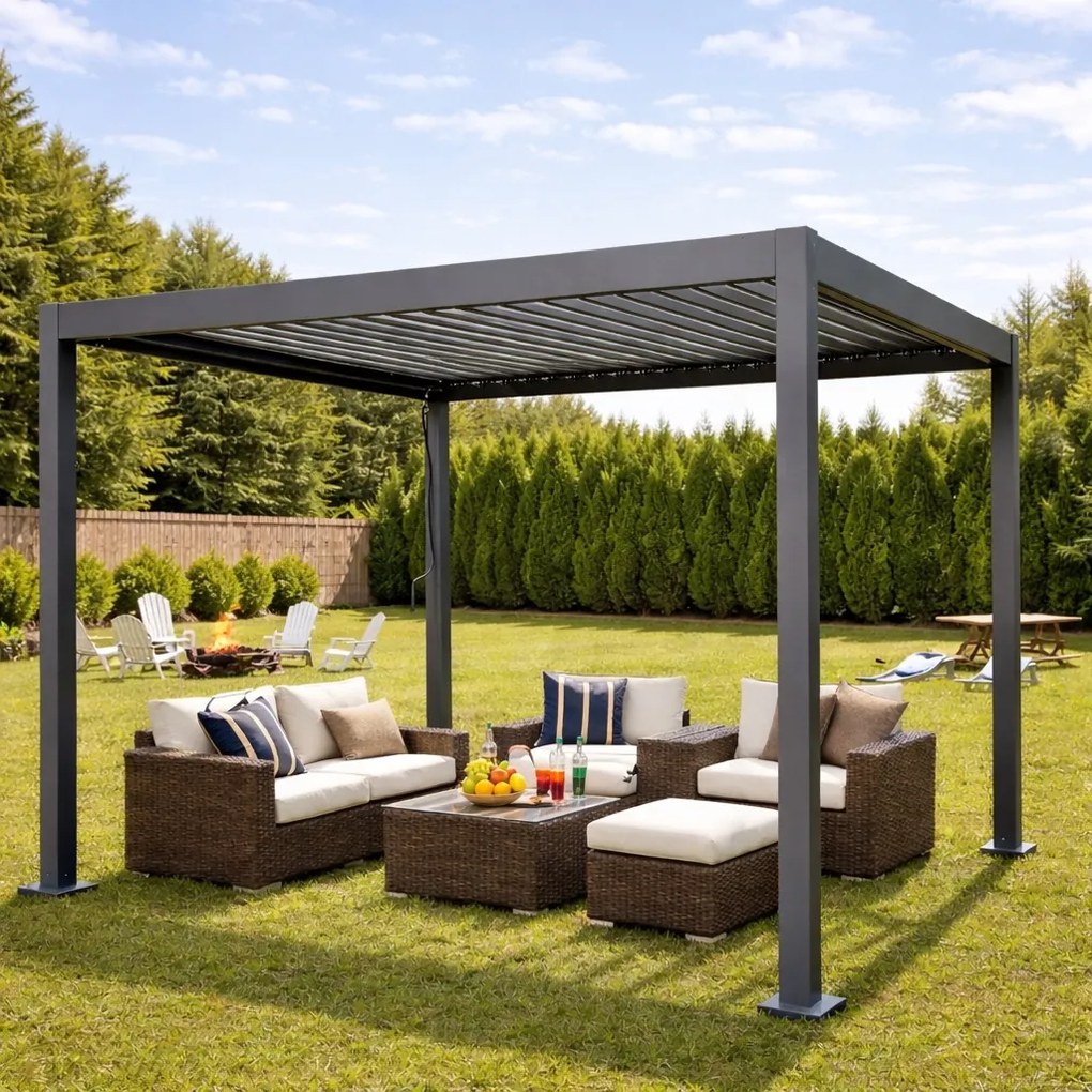 Pergola ogrodowa lamelowa 3x3 m antracyt XT-3653S regulowany dach