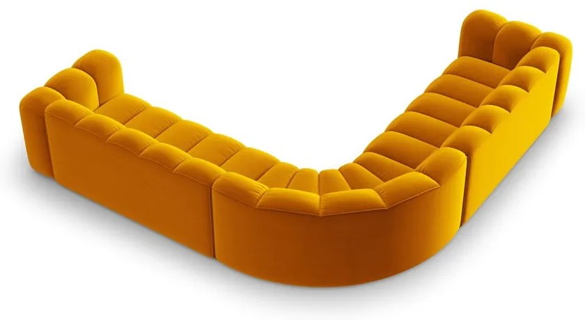 Żółty aksamitny narożnik modułowy Lupine – Micadoni
