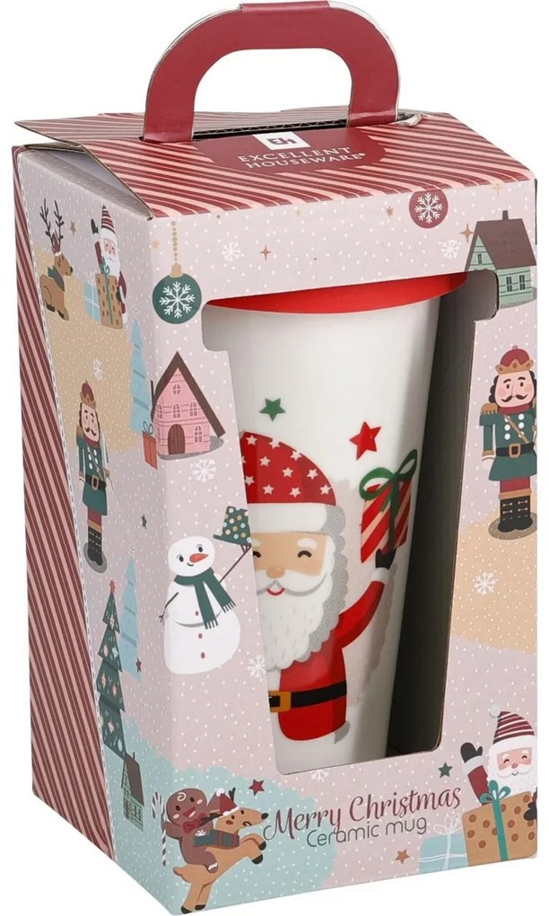 Kubek kamionkowy z pokrywką Santa 400 ml
