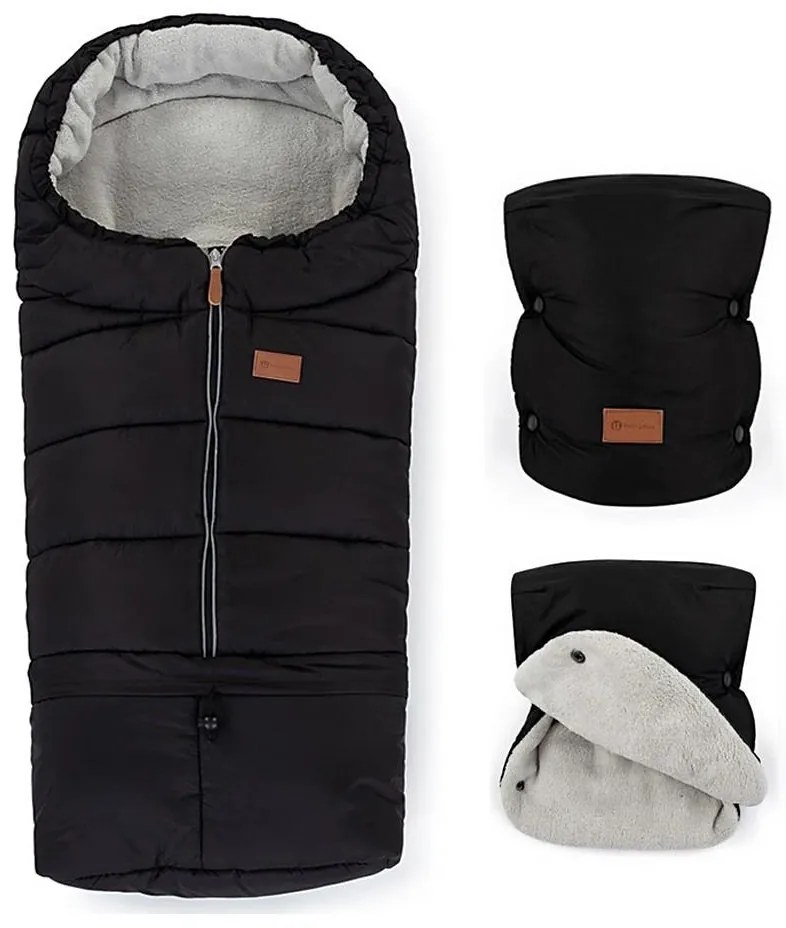 PETITE&MARS - Zestaw śpiwór 3w1 JIBOT + mufki JASIE czarny