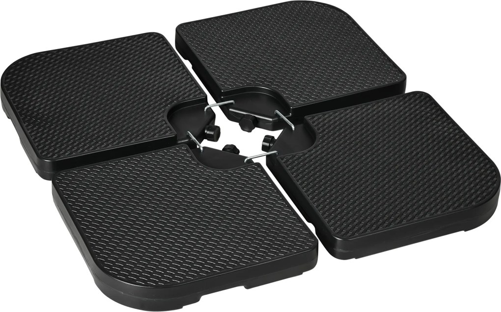 Outsunny waga na parasol ogrodowy 4-częściowa odporna na warunki atmosferyczne HDPE czarna do 80 kg piaskiem 60 kg wodą | Aosom PL