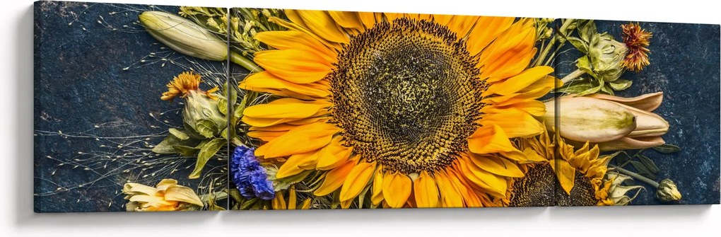 Obraz - Jesienne kwiaty (170x50 cm)