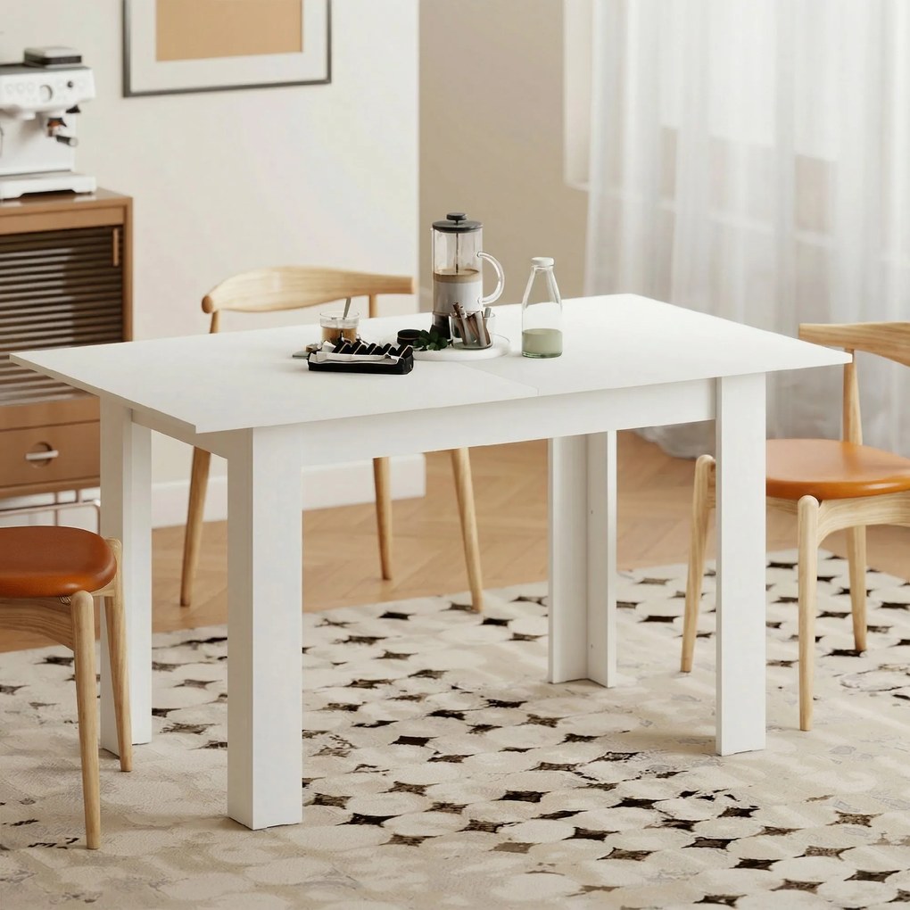HOMCOM Stół rozkładany, 140/180 x 80 cm stół kuchenny dla 6-8 osób, do kuchni, jadalni, biały | Aosom PL