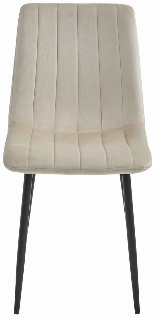 PROMOCJA Beżowe aksamitne krzesło LAVA z czarnymi nogami II. jakość