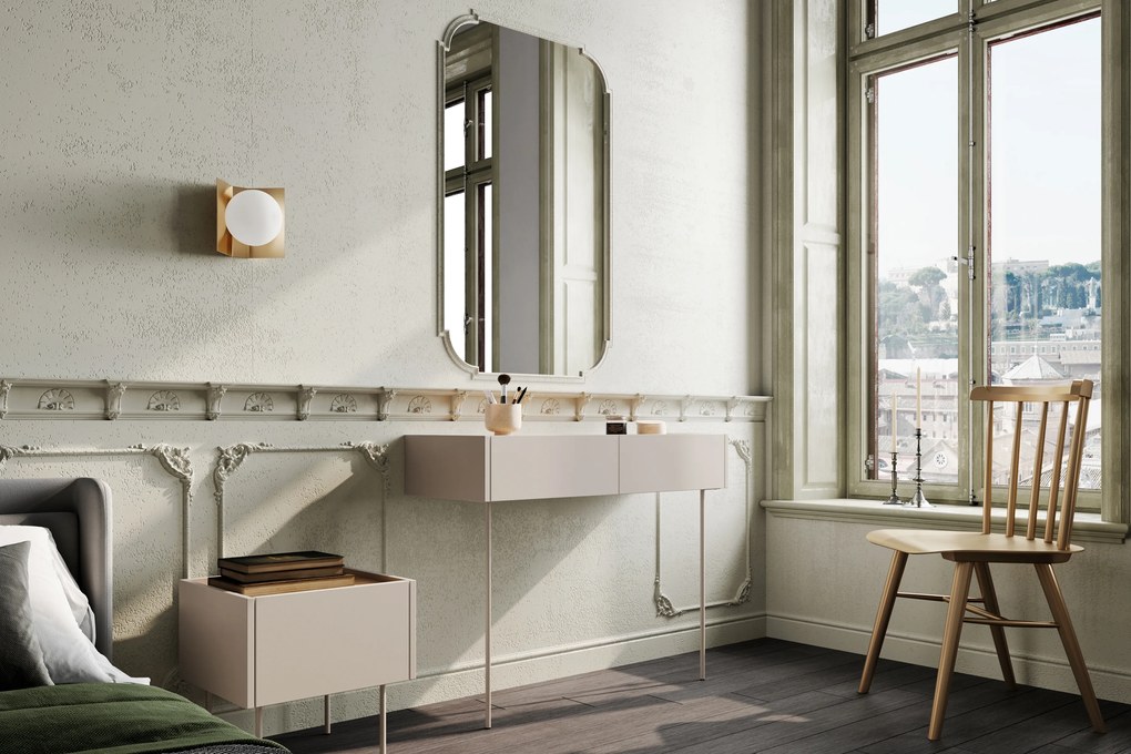 Toaletka Desin 100 cm z szufladami i metalowymi nogami - kaszmir / dąb nagano