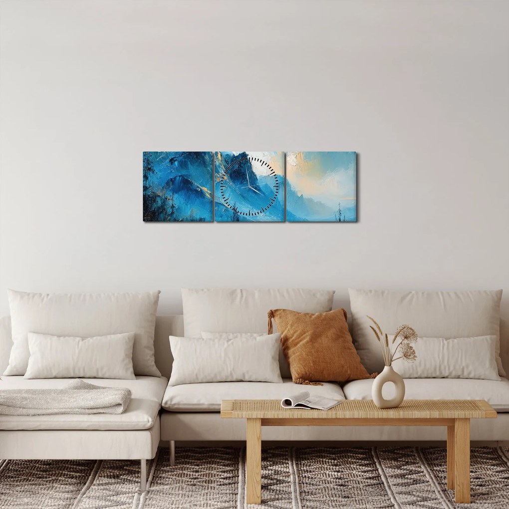 Obraz - Malowanie gór (z zegarem) (90x30 cm)
