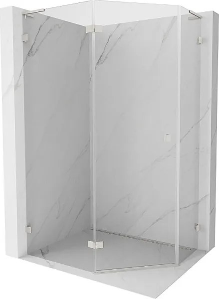 Mexen Lunar L kabina prysznicowa pięciokątna uchylna lewa 100 x 80 cm, transparent, nikiel szczotkowany - 831L-100L-080P-97-00-L